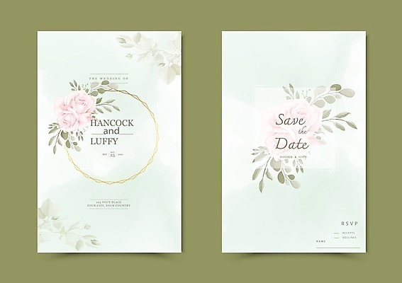 EPS 해외이미지 꽃 분홍색 꽃다발 결혼 꽃무늬 일러스트 결혼식 사람없음 초록색 장미 벚꽃 청첩장 해외일러스트 식물 컬러 무늬 카드_감사 이벤트 파일형식 벡터 이미지허브