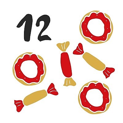 EPS 해외이미지 일러스트 사탕 타이포그라피 사람없음 숫자 달력 날짜 12월 해외일러스트 문자 디저트 파일형식 벡터 이미지허브