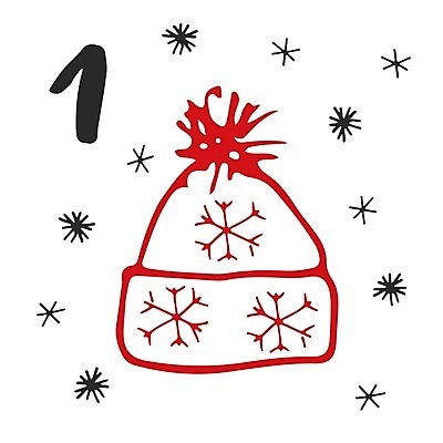 EPS 해외이미지 일러스트 눈꽃 털모자 타이포그라피 사람없음 숫자 달력 날짜 12월 해외일러스트 문자 모자_잡화 눈_날씨 파일형식 벡터 이미지허브