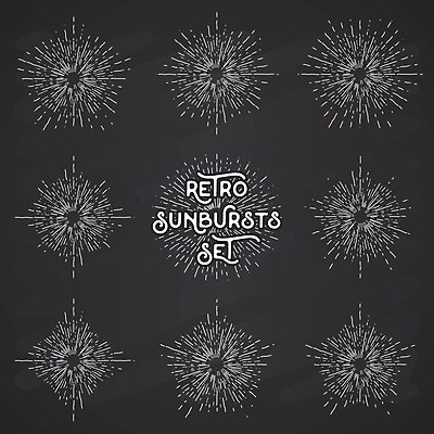 EPS 해외이미지 디자인 선 백그라운드 일러스트 추상 미술 사람없음 세트 복고 방사형 스타일 효과 썬버스트 해외일러스트 무늬 문화예술 파일형식 벡터 이미지허브