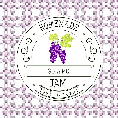 EPS 해외이미지 일러스트 포도 사람없음 라벨 보라색 체크무늬 원형프레임 과일잼 프레임일러스트 홈메이드 해외일러스트 컬러 무늬 과일 프레임 원형 잼 만들기 파일형식 벡터 이미지허브