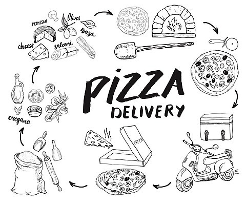 EPS 해외이미지 디자인 화살표 토마토 일러스트 치즈 피자 사람없음 버섯 오토바이 올리브오일 올리브 밀가루 베이컨 밀대 바질 배달원가방 살라미 오레가노 피자배달 피자칼 해외일러스트 열매 채소 주방용품 유제품 패스트푸드 서양음식 돼지고기 바이크 기름_음식 가루 배송 파일형식 벡터 이미지허브