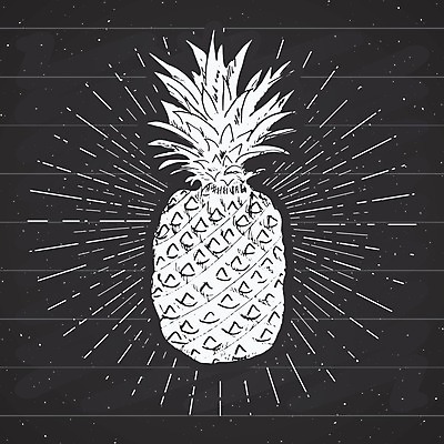 EPS 해외이미지 일러스트 사람없음 반짝임 칠판 흰색 낙서 파인애플 질감 해외일러스트 컬러 과일 모션 열대과일 파일형식 벡터 이미지허브
