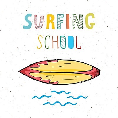 EPS 해외이미지 영어 물결 일러스트 타이포그라피 사람없음 컬러풀 서핑보드 서핑 손그림 해외일러스트 문자 컬러 수상스포츠 보드_스포츠 파일형식 벡터 이미지허브