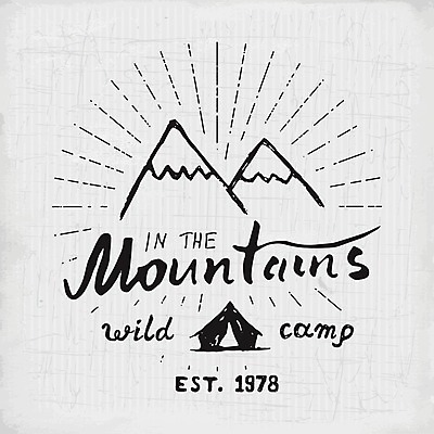 EPS 해외이미지 일러스트 산 텐트 사람없음 태양 산등성이 산봉우리 산맥 해외일러스트 자연요소 캠핑도구 봉우리 파일형식 벡터 이미지허브