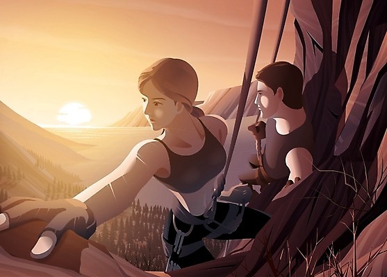 EPS 해외이미지 커플 스포츠 바다 일러스트 자연 산 함께함 건강 취미 운동 힘 하이킹 도전 용기 해외일러스트 그릇 컨셉 관계 레저 생태계 파일형식 벡터 이미지허브