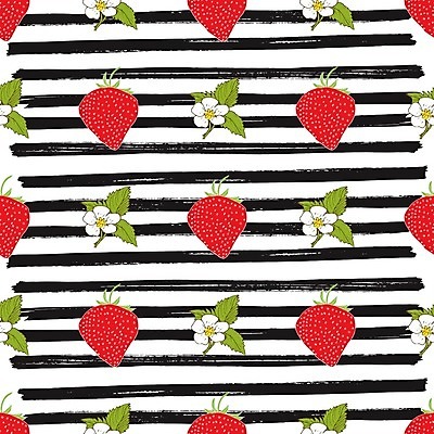 EPS 해외이미지 패턴 일러스트 딸기 사람없음 빈티지 스케치 손그림 가로줄 딸기꽃 딸기잎 해외일러스트 꽃 선 컨셉 잎 무늬 과일 미술 파일형식 벡터 이미지허브