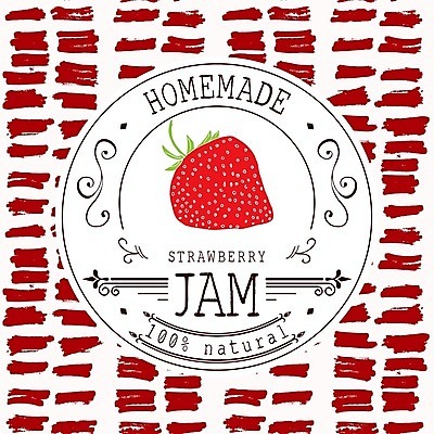 EPS 해외이미지 일러스트 딸기 사람없음 라벨 직선 원형프레임 과일잼 반복무늬 프레임일러스트 홈메이드 버건디 해외일러스트 선 과일 프레임 빨간색 원형 잼 만들기 파일형식 벡터 이미지허브