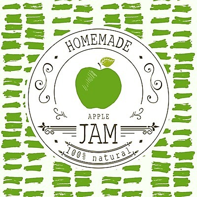 EPS 해외이미지 일러스트 사람없음 초록색 라벨 사과 직선 청사과 원형프레임 과일잼 반복무늬 프레임일러스트 홈메이드 해외일러스트 선 컬러 과일 프레임 원형 잼 만들기 파일형식 벡터 이미지허브
