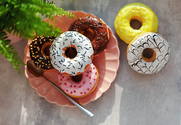 포토 JPG 해외이미지 접시 디저트 실내 사람없음 여러개 도넛 해외포토 식기 음식 다수 내부 파일형식 이미지허브