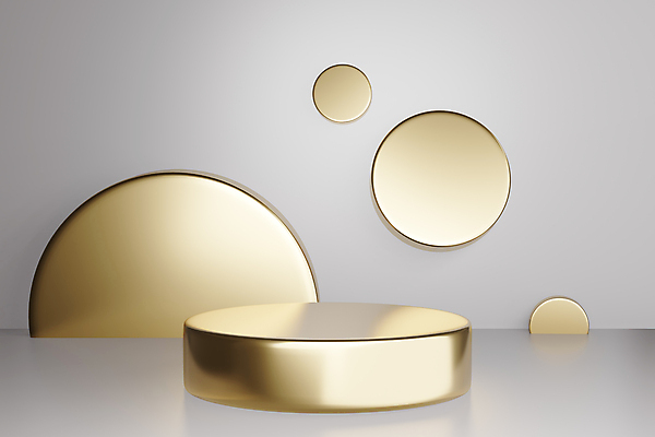 포토 JPG 해외이미지 디자인 백그라운드 사람없음 3D 공백 회색 금색 무대 원형 단상 포디움 목업 카피스페이스 해외포토 도형 컬러 디지털합성 파일형식 이미지허브