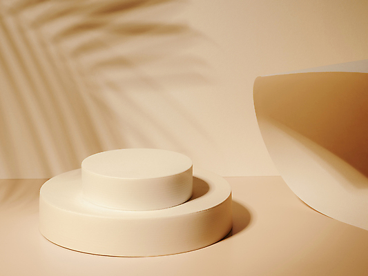 포토 JPG 해외이미지 종이 그림자 사람없음 원형 야자수잎 단상 베이지색 미니멀 해외포토 도형 컬러 잎 파일형식 이미지허브