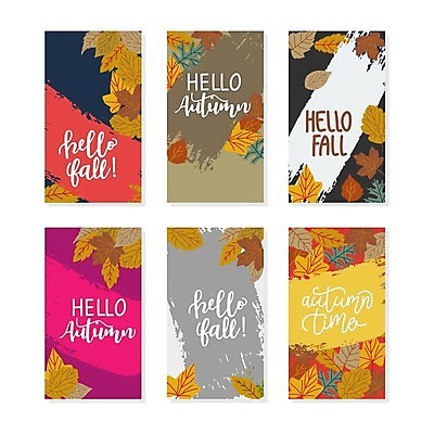 EPS 해외이미지 손글씨 세로배너 단풍 낙엽 일러스트 붓터치 사람없음 가을 배너세트 가을배경 해외일러스트 배너 계절 백그라운드 잎 세로 세트 파일형식 벡터 가을_계절 이미지허브