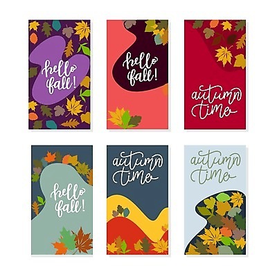 EPS 해외이미지 손글씨 배너 세로배너 물결 단풍 낙엽 일러스트 사람없음 가을 웨이브 물결무늬 배너세트 가을배경 해외일러스트 계절 백그라운드 잎 무늬 세로 세트 파일형식 벡터 가을_계절 이미지허브
