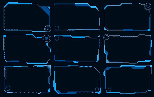 EPS 해외이미지 템플릿 일러스트 사람없음 그래픽 파란색 디지털 UI 계기판 인터페이스 가상 AI_인공지능 해외일러스트 컬러 파일형식 벡터 이미지허브