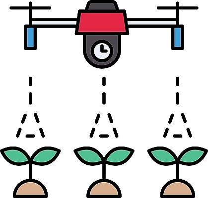 EPS 해외이미지 잎 농업 일러스트 사람없음 농작물 농장 새싹 서비스 물주기 분무기 드론 물뿌리기 밭일 해외일러스트 식물 산업 모션 파일형식 벡터 이미지허브