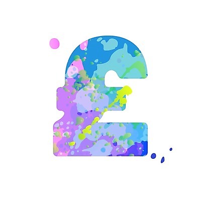 EPS 해외이미지 일러스트 타이포그라피 사람없음 컬러풀 물감 화폐기호 심볼 파운드 스플래쉬 해외일러스트 문자 기호 컬러 돈 미술도구 화폐 파일형식 벡터 이미지허브