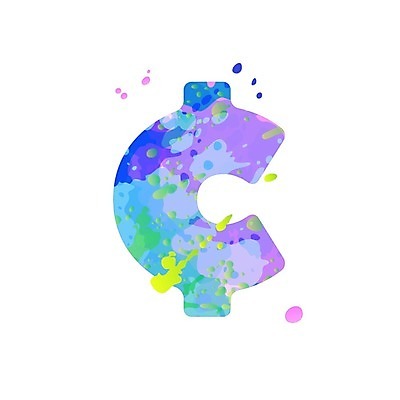 EPS 해외이미지 일러스트 타이포그라피 사람없음 컬러풀 물감 화폐기호 심볼 센트 스플래쉬 해외일러스트 문자 기호 컬러 돈 미술도구 화폐 파일형식 벡터 이미지허브