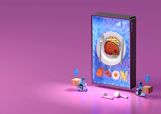 JPG 해외이미지 음식 모바일 스테이크 사람없음 스마트폰 핸드폰 3D 오토바이 어플리케이션 배달원 구매 서비스 온라인 전자상거래 GPS 해외포토 포토 직업 서양음식 전자제품 스마트기기 쇼핑 바이크 디지털합성 파일형식 이미지허브