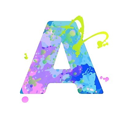 EPS 해외이미지 일러스트 대문자 타이포그라피 사람없음 컬러풀 물감 심볼 A 스플래쉬 해외일러스트 문자 알파벳 영어 컬러 미술도구 파일형식 벡터 이미지허브