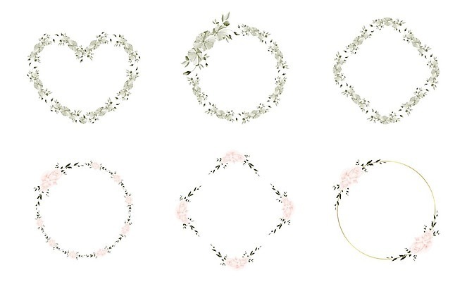 EPS 해외이미지 디자인 꽃 잎 일러스트 프레임 사람없음 세트 사각형 하트 원형 해외일러스트 모양 도형 식물 파일형식 벡터 이미지허브