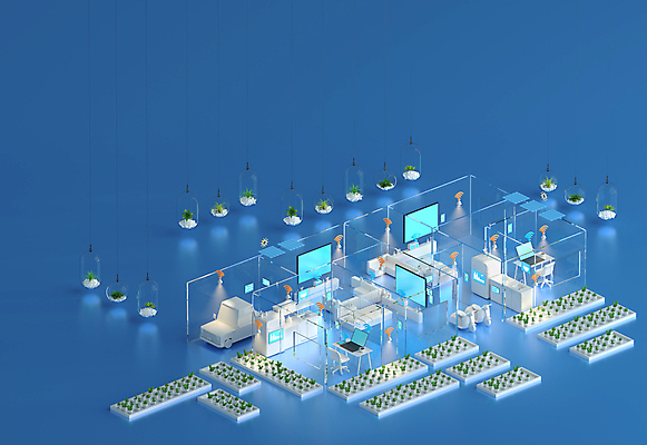 JPG 해외이미지 미래 사람없음 파란색 3D 스마트 원예 스마트홈 해외포토 포토 컬러 컨셉 취미 디지털합성 파일형식 AI_인공지능 이미지허브
