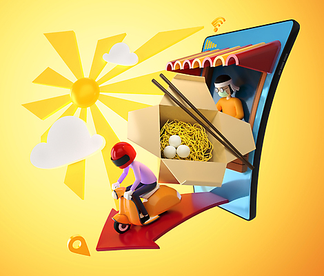 JPG 해외이미지 캐릭터 남자 모바일 성인 두명 스마트폰 3D 상점 국수 전자상거래 배달음식 성인남자만 음식배달 해외포토 포토 음식 사람 핸드폰 스마트기기 면류 배송 배달 디지털합성 남자만 성인만 파일형식 이미지허브