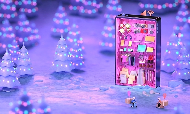 JPG 해외이미지 모바일 선물 사람없음 스마트폰 3D 배달원 해외포토 포토 직업 핸드폰 스마트기기 디지털합성 파일형식 이미지허브