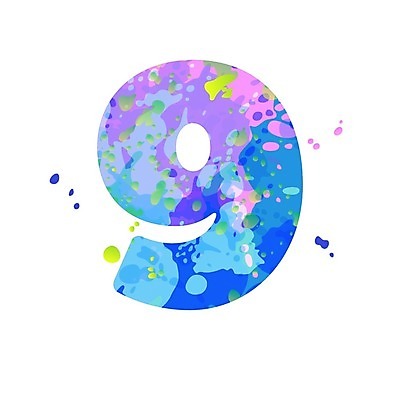 EPS 해외이미지 일러스트 타이포그라피 사람없음 컬러풀 물감 9 심볼 스플래쉬 해외일러스트 문자 컬러 숫자 미술도구 파일형식 벡터 이미지허브