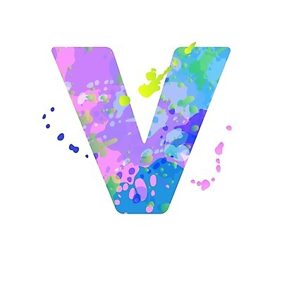 EPS 해외이미지 일러스트 대문자 타이포그라피 사람없음 컬러풀 물감 심볼 V 스플래쉬 해외일러스트 문자 알파벳 영어 컬러 미술도구 파일형식 벡터 이미지허브