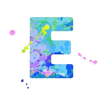 EPS 해외이미지 일러스트 대문자 타이포그라피 사람없음 컬러풀 물감 E 심볼 스플래쉬 해외일러스트 문자 알파벳 영어 컬러 미술도구 파일형식 벡터 이미지허브