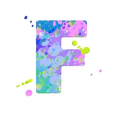 EPS 해외이미지 일러스트 대문자 타이포그라피 사람없음 컬러풀 물감 심볼 F 스플래쉬 해외일러스트 문자 알파벳 영어 컬러 미술도구 파일형식 벡터 이미지허브