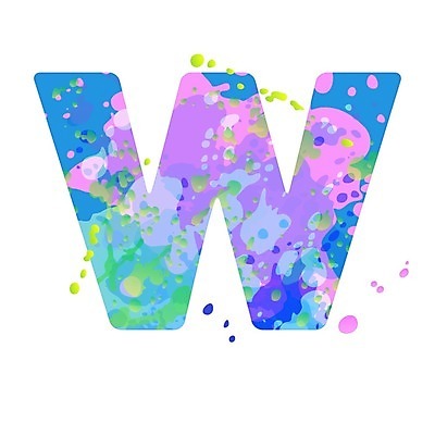 EPS 해외이미지 일러스트 대문자 타이포그라피 사람없음 컬러풀 물감 심볼 W 스플래쉬 해외일러스트 문자 알파벳 영어 컬러 미술도구 파일형식 벡터 이미지허브