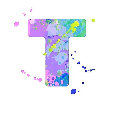 EPS 해외이미지 일러스트 대문자 타이포그라피 사람없음 컬러풀 물감 심볼 T 스플래쉬 해외일러스트 문자 알파벳 영어 컬러 미술도구 파일형식 벡터 이미지허브