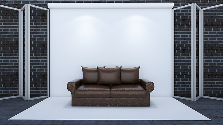 포토 JPG 해외이미지 스튜디오 벽돌 바닥 벽면 사람없음 소파 한개 갈색 3D 공간 흰색 목업 배경지 해외포토 1 벽 컬러 의자 디지털합성 파일형식 이미지허브