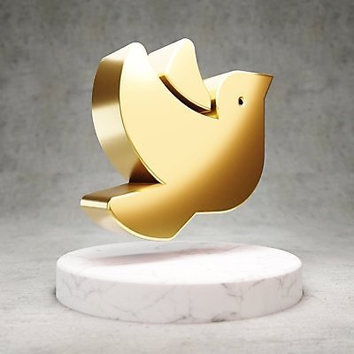 JPG 해외이미지 일러스트 사람없음 3D 평화 디지털 금색 황금 심볼 비둘기 광택 해외일러스트 컬러 컨셉 조류 디지털합성 파일형식 이미지허브