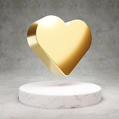 JPG 해외이미지 일러스트 사람없음 3D 디지털 금색 하트 황금 심볼 광택 해외일러스트 모양 컬러 디지털합성 파일형식 이미지허브