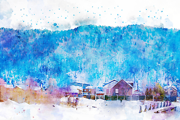 포토 JPG 해외이미지 계절 백그라운드 겨울 일러스트 산 미술 사람없음 마을 페인트 시골 그림 지역 땅바닥 해외일러스트 문화예술 바닥 파일형식 이미지허브