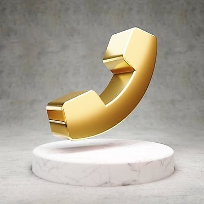 JPG 해외이미지 일러스트 사람없음 3D 디지털 금색 황금 전화기 심볼 수화기 광택 해외일러스트 컬러 디지털합성 파일형식 이미지허브