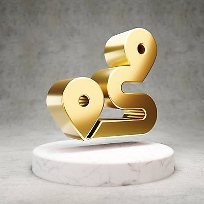 JPG 해외이미지 일러스트 사람없음 3D 디지털 금색 황금 심볼 광택 네비게이션 경로 루트 해외일러스트 컬러 디지털합성 파일형식 이미지허브