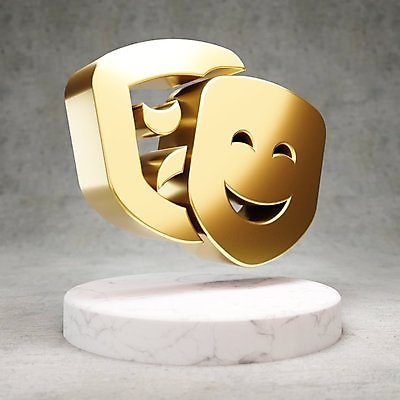 JPG 해외이미지 일러스트 가면 사람없음 3D 디지털 금색 황금 극장 심볼 광택 연극 해외일러스트 컬러 문화예술 디지털합성 파일형식 이미지허브