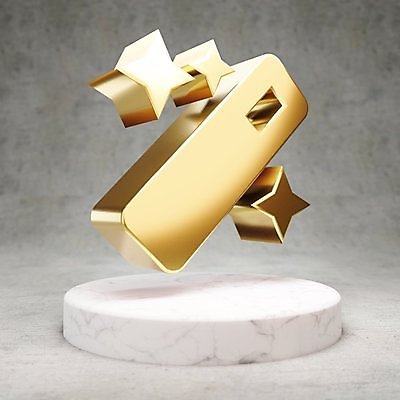 JPG 해외이미지 일러스트 지팡이 사람없음 3D 디지털 금색 황금 심볼 광택 마술지팡이 해외일러스트 컬러 디지털합성 마술도구 파일형식 이미지허브