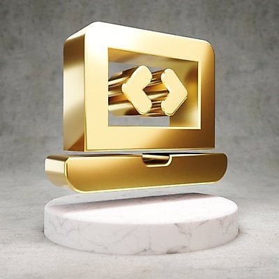 JPG 해외이미지 일러스트 사람없음 노트북 3D 디지털 금색 황금 심볼 광택 해외일러스트 컬러 전자제품 디지털합성 파일형식 이미지허브