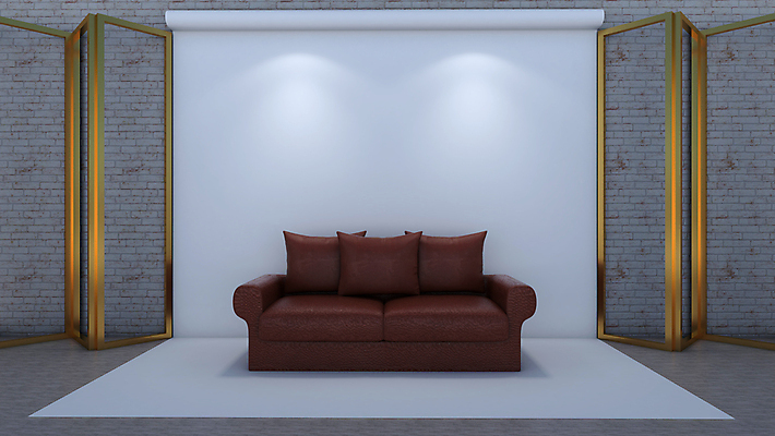 포토 JPG 해외이미지 스튜디오 벽돌 바닥 벽면 사람없음 소파 한개 3D 공간 흰색 목업 배경지 해외포토 1 벽 컬러 의자 디지털합성 파일형식 이미지허브