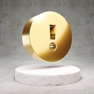 JPG 해외이미지 일러스트 사람없음 3D 디지털 금색 원형 황금 느낌표 심볼 광택 해외일러스트 도형 기호 컬러 디지털합성 파일형식 이미지허브