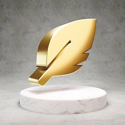 JPG 해외이미지 일러스트 사람없음 3D 디지털 금색 황금 심볼 깃털 광택 해외일러스트 컬러 디지털합성 파일형식 이미지허브