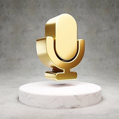 JPG 해외이미지 일러스트 사람없음 3D 디지털 금색 황금 심볼 마이크 광택 해외일러스트 컬러 음향기기 디지털합성 파일형식 이미지허브