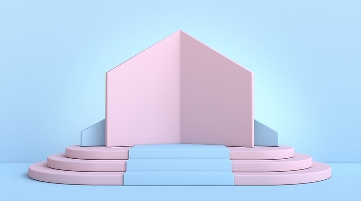 포토 JPG 해외이미지 디자인 분홍색 하늘색 백그라운드 사람없음 그래픽 3D 계단 공백 무대 심플 단상 파스텔톤 포디움 목업 카피스페이스 해외포토 컬러 파란색 디지털합성 파일형식 이미지허브