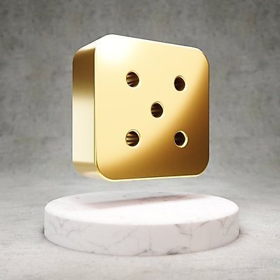 JPG 해외이미지 일러스트 사람없음 3D 디지털 금색 황금 심볼 주사위 5 광택 해외일러스트 컬러 숫자 디지털합성 파일형식 이미지허브