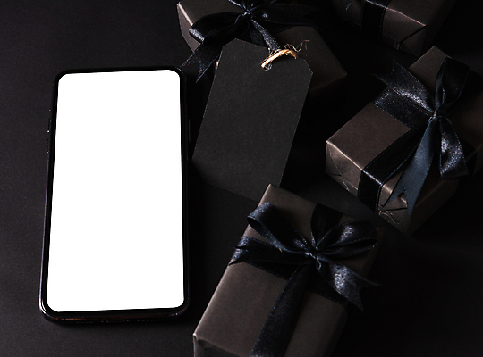 포토 JPG 해외이미지 실내 사람없음 선물상자 스마트폰 검은색 목업 해외포토 컬러 선물 내부 핸드폰 스마트기기 상자 파일형식 이미지허브